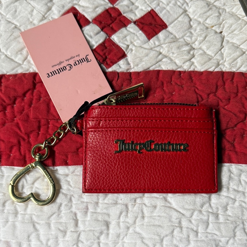 Juicy Couture Vibrant Red Card Holder with Heart Charm